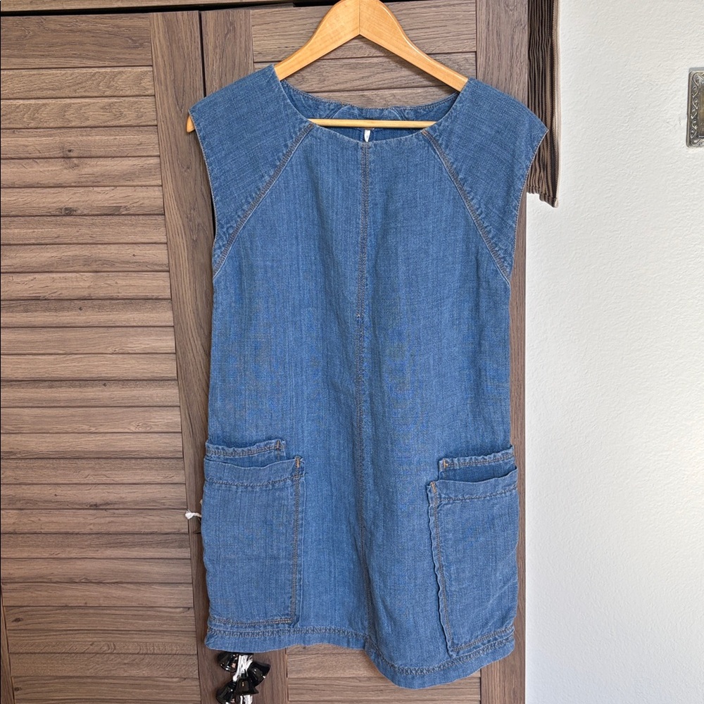 💎RARE💎Free People Painterly Denim Sheath Dress, Size Small
